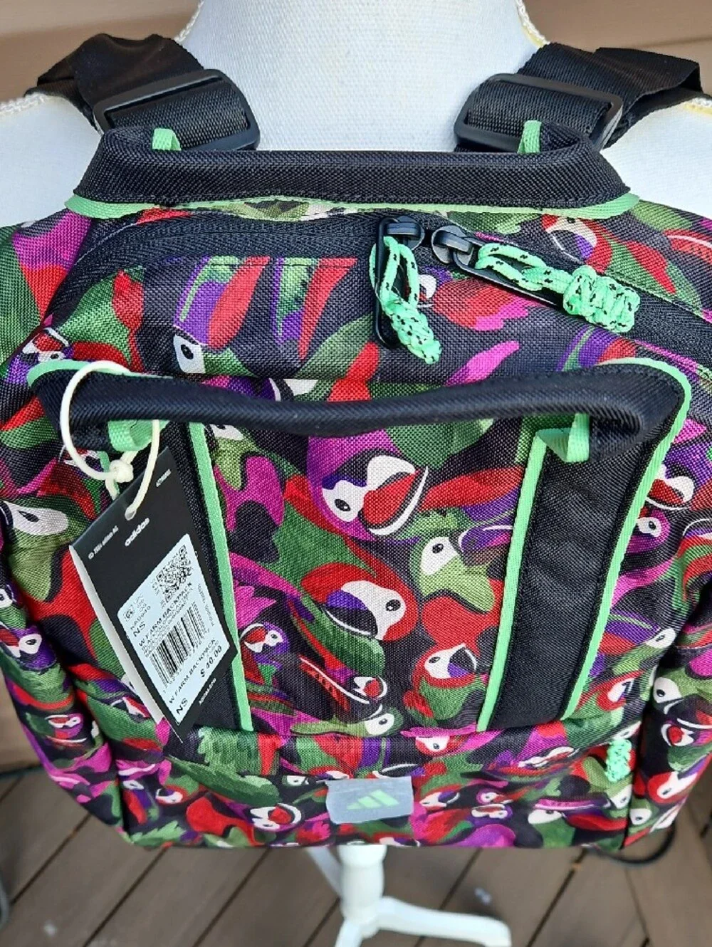 FARM Rio And ADIDAS Multicolor Parrot-Print Backpack with Green Trim